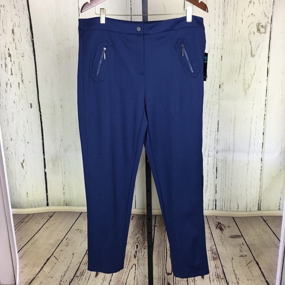 Navy Textured Skinny Mid-Rise Pants NWT